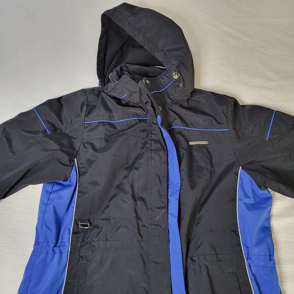 ZeroXposure Jacket Coat Medium Black and Blue Removable Hood Lightweight Fleece - Picture 4 of 16